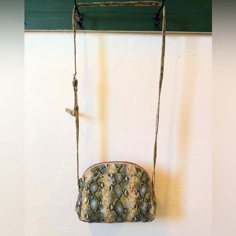 HOBO Snake Print Crossbody Bag in Brown and Tan